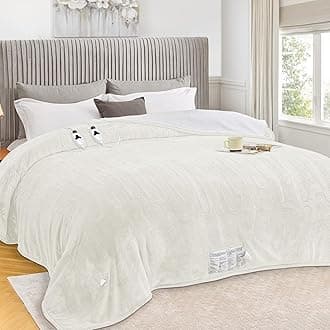 greenoak Heated Blanket Electric King Size 100"X90" Dual Control, Heating Blankets with 10 Levels 8 Hours Auto-Off, Soft Flannel Fluffy House Warming Gifts for Grandma Seniors Mom,Pure White