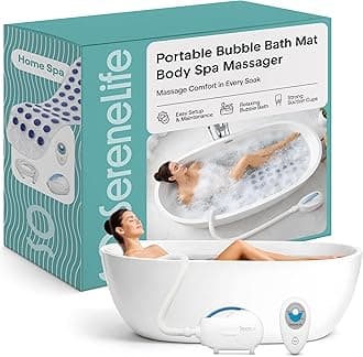 Bubble Bath Mat, Bathtub Mat with Air Massage and Remote Control, Waterproof, Non-Slip, Adjustable Bubble Intensity, Aroma Diffuser, 47x14.2 Inch Full Body Spa Massager