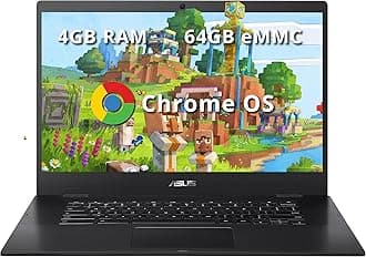 ASUS Chromebook CX1 15.6" FHD Laptop, Intel Celeron N3350 Processor, 4GB RAM, 64GB eMMC Flash Memory, Intel HD Graphics, 720P Webcam, Stereo Speakers, Chrome OS, Black (Renewed)