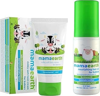 Mamaearth Milky Soft Natural Baby Face Cream for Babies 60mL & Nourishing Baby Hair Oil with Almond & Avocado, 100ml