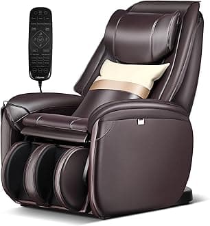 COSTWAY Massage Chair for Home, Electric Massagers Zero Gravity 3D SL Track Full Body Massage Recliner with Back Heater, Automatic Shoulder Detection, Airbag and Pillow, Relax Shiatsu Massager (Brown)