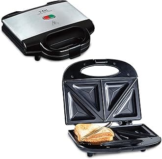 Compact Sandwich Maker, Stainless Steel, Easy to Clean, Indicator Lights, Cool Touch Handle, Grilled Cheese, Panini, 625 Watts, Black