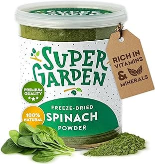 Super Garden Freeze Dried Spinach Powder - Natural Greens Rich in Vitamins & Minerals - Pure Vegan Powder for Smoothies, Baking & Cooking - No Additives or Preservatives - 40g