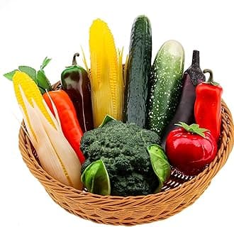 10 Pcs Fake Vegetables,Realistic Plastic Fake Fruit and Vegetable Decoration,Artificial Vegetable for Home Kitchen Decor, Fake Veggies Broccoli Chili for Photography Props Display