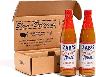 Zab's Gift Set, Original Recipe Craft Hot Sauce (6oz, 2 Pack), Naturally Sweet Heat & Signature Slow Burn from Datil Peppers, Gluten-Free, Vegan, Perfect for Pizza, Wings, BBQ, & More