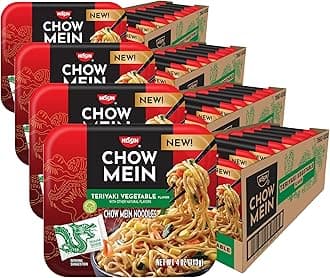 Nissin Chow Mein Noodles, Teriyaki Vegetable, 4 Ounce (Pack of 32)