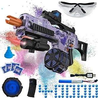 Electric Gel Ball Blaster, High Speed Automatic Splatter Ball Blaster with 40000+ and Goggles, JIFTOK Rechargeable Splatter Ball Toys for Outdoor Activities Shooting Game Party Favors-Purple