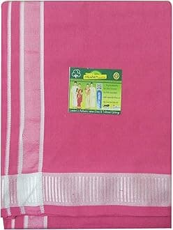 Men's Cotton Colored Dhoti with Fancy Border Kerala-style Veshti Mundu Kaili Lungi 2.0 Mtrs