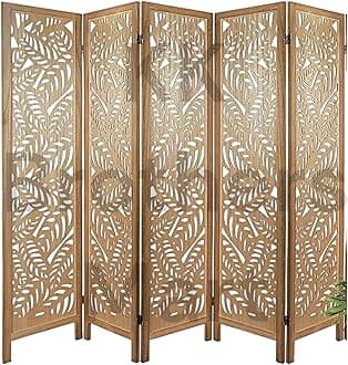 KK Brothers Mart Wooden Room Partition for Living Room | Wooden Screen Separator | Wooden Room Wall Divider | Wooden Hall Partition Furniture for | Bedroom | Office | Restaurant (5 Panel)