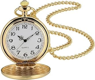 I-MART Smooth Vintage Pocket Watch with Chain (Gold)