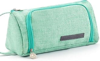HASTHIP Large Capacity Pencil Case, Pencil Pouches Aesthetic, Durable Storage Multiple Compartment Double Zipper Portable Capacity Pencil Pouch for College Student Teen, 20x11cm (Green)