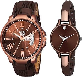 SWADESI STUFF Multi Color Analog Couple Watch for Men and Women - Combo of 2