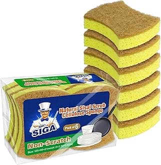 MR.SIGA Non-Scratch Scrub Sponges, Biodegradable Natural Dish Sponge, Eco Friendly Dishwashing Sponge for Kitchen, 12 Pack