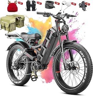 eAhora 2026 Romeo Pro 34mph 1600W Electric Bike for Adults, 48V 60Ah 200miles Long Range Ebike, 26 * 4.0" Fat Tire Electric Mountain Bike, Full Suspension E Bike, All Terrain, Hydraulic Brakes-Bag