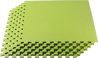3/8 Inch Thick Multipurpose Exercise Floor Mat with EVA Foam, Interlocking Tiles, Anti-Fatigue for Home or Gym, 24 in x 24 in