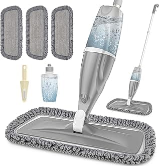 Microfiber Spray Mops for Floors Cleaning: EXEGO Dust Wet Mop with 3 Washable Reusable Pads for Swiffer Powermop &1 Refillable Bottle - Flat Floor Mop for Hardwood Laminate Ceramic Tiles Vinyl Wood