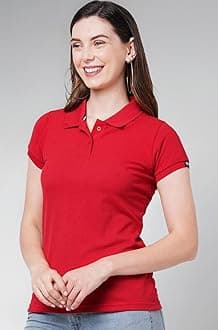 Womens Polo Collar Neck T-Shirt Top (Design: Solid)