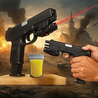 GRAPHENE Pubg Mouser Gun Toy 500 Bullets Air Soft Gun Toy for Kids Boys Laser Light Long Range Pistol Shooting Army Police Guns Military 6mm BB Bullet Not for Kids Below 14 Years