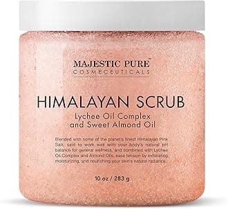 Majestic Pure Himalayan All Natural Scrub with Lychee Fruit Essential Oil,Sweet Almond oil 10 oz