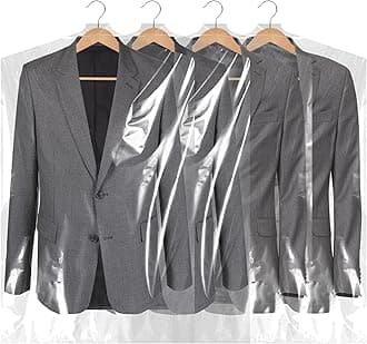 RAAHII 20 piece transparent plastic dustproof hanger clothes storage bag for suit, Blazer cover, coat covers with zip for wardrobe storage of jacket, garments, sweaters, saree. (20, Blazer cover)