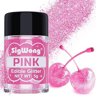 Pink Edible Glitter - 5g Food Grade Cake Decorating Shimmering Glitter, Edible Sprinkle Luster Dust for Drinks, Chocolates, Fondant, Strawberries, Cupcakes, Candy, Easter Cookie - Vegan
