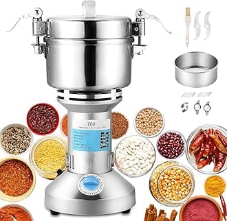 High Speed 700g Electric Grain Mill Machine Spice Herb Grinder 2500W 60-350 Mesh 35000RPM Stainless Steel Commercial Grade for Kitchen Herb Spice Pepper Coffee (700g)