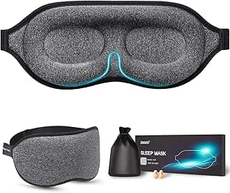 ZGGCD Sleep Mask, 100% Blackout Sleeping Mask for Side Sleeper, 3D Contoured Eye Mask for Women Men, Night Blindfold with Adjustable Strap, Soft Comfortable Eye Cover with Travel Pouch and Earplugs