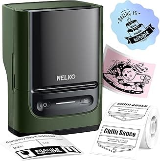NelkoLabel Maker Machine with Tape, PM220 Bluetooth Label Printer, 2 Inch Portable Thermal Printer for Small Business, Address, Logo, Clothing, Sticker Maker for Phones & PC, Deep Green
