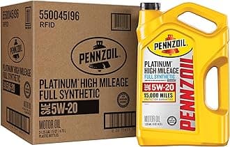 Platinum High Mileage Full Synthetic 5W-20 Motor Oil, 5 Quart (3 Pack)