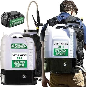 Backpack Sprayer - MY4SONS M4 4-Gallon Battery Powered – Electric Sprayer for Lawn, Garden, Yard, Plants, Watering, Long Range, Portable Pump, Compatible with Dewalt 20V Battery (Battery NOT Included)