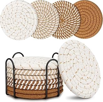 Farmhouse Coasters - Fall & Home Decor Clearance - Dome & Boho Aesthetic - Kitchen & Living Room Decor
