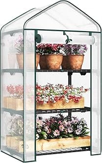 WOLTU Garden Greenhouse Plastic Tomato Greenhouse Vegetable Fruit Flower Plant Shed with Strong Reinforced Cover 69x49x125cm White