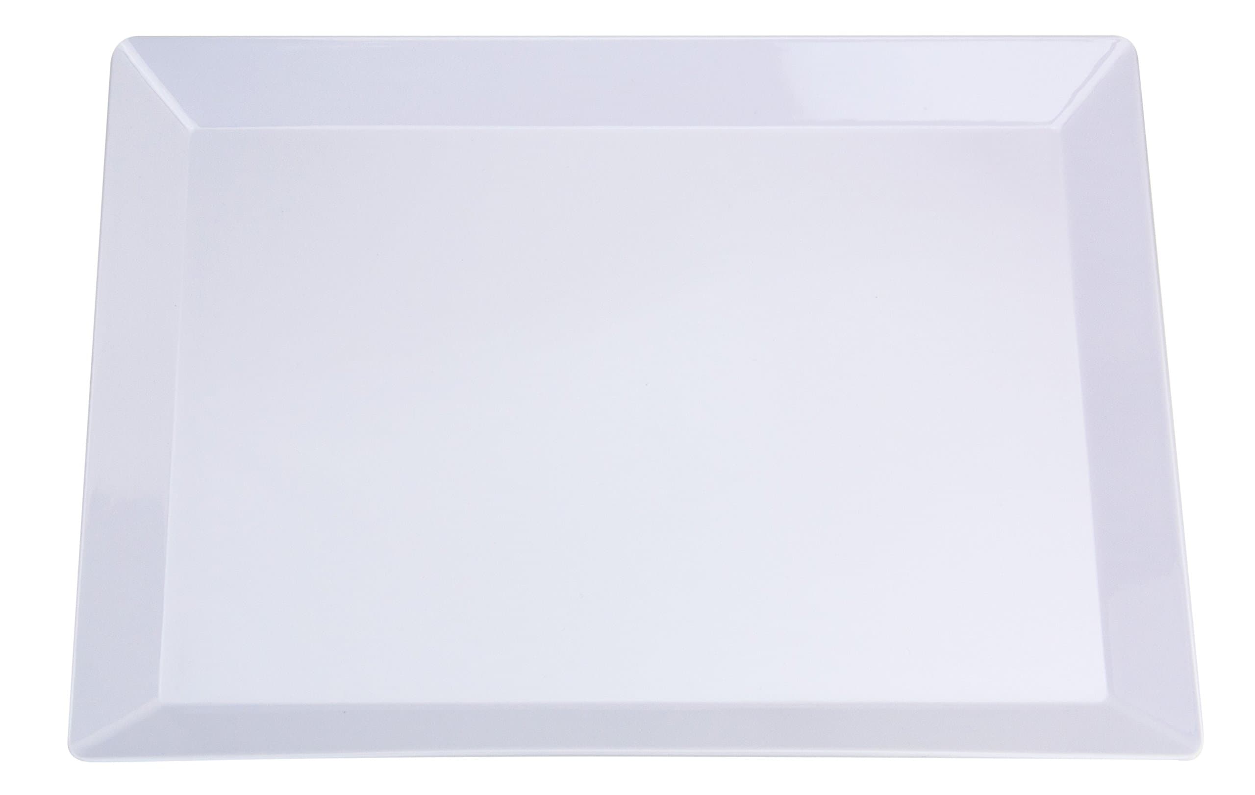 Set of 2 Large Rectangular White Plastic Serving Tray. 18" x 13" 100% Melamine, BPA Free, Elegant, Heavy Duty, Durable. Perfect Serving Plate or Platter for Dinner Parties, BBQ's & Baking