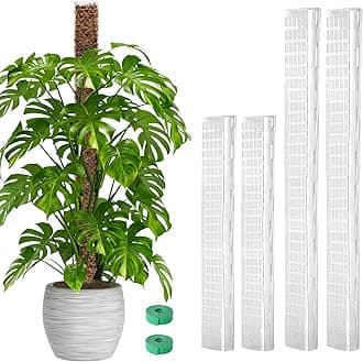 EOX 4 Pack 24" x2 + 36" x2 Plastic Moss Pole for Monstera, Large D Shaped Poles for Climbing Plants Work with Sphagnum Moss, 114 Inch Total