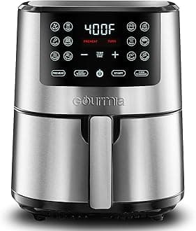 Gourmia 4-Qt Digital Air Fryer with Guided Cooking, Easy Clean, Stainless Steel