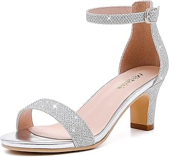 Motasha Girls Heel Sandals Girl Dress Shoes Open Toe Ankle Strap High Heels Pump Sandals Wedding Party for Little Big Kid