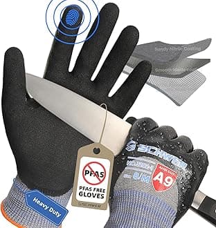 Schwer ProGuard-X ANSI A9 Highest Level Cut/Abrasion Resistant Gloves for Heavy Duty Work, 3/4 Double Nitrile Coating for Detect Metal, Water and Oil Proof, Anti Slip, PFAS Free, PM3202,120 pairs(M)