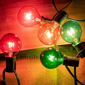 G40 Christmas Lights Colored String Lights Outdoor 25FT with 25 Transparent Multicolor Globe Bulbs, UL Listed Christmas Lights Outside Large Bulb Multi Colored for Patio Backyard Christmas Decoration
