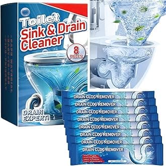 8PCS Toilet Sink and Drain Cleaner,Drain Clog Remover,Powerful Dr-ain Cleaner,Powerful Pipe Dredging Agent,Quickly Dissolve Drai-n Cle/aners,Non-Corrosive D/rain Pipe Clea-ner,Toilet Unblocker Liquid