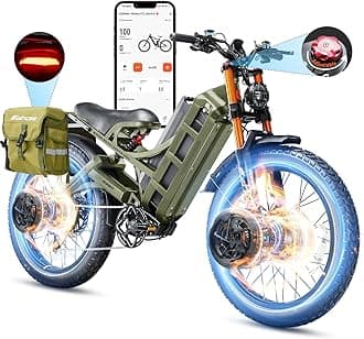 eAhora 2025 Romeo Pro 3-5600W 50MPH Dual Motor Electric Bike for Adults, 60V 80Ah Battery 200+ Miles Long Range Electric Bike with BMS Tech, 7-Speed Gear System, Pedal Assist, UL2849-12