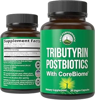 - CoreBiome Tributyrin Postbiotic Supplement Clinically Tested for Gut Health. More Effective Than Sodium Butyrate Capsules. High Bioavailability Post Biotics for Digestive, Leaky Gut, Colon, Microbiome