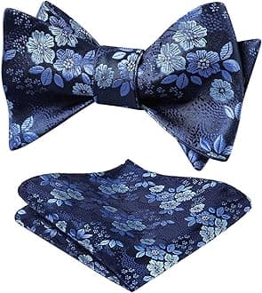 Men's Floral Jacquard Woven Self Bow Tie Set
