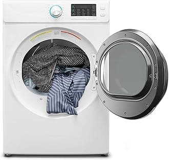 27" Front Load X-Large 8 Cu. Ft. Dryer, Large Capacity Home Unit with Wrinkle Release Steam Function and Smart Sensor Dry Technology, Stainless-Steel Drum [White] [240V] (FLD-8CWH)