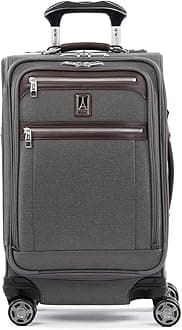 Platinum Elite Softside Expandable Carry on Luggage, 8 Wheel Spinner Suitcase, USB Port, Suiter, Men and Women, Vintage Grey, Carry On 21-Inch