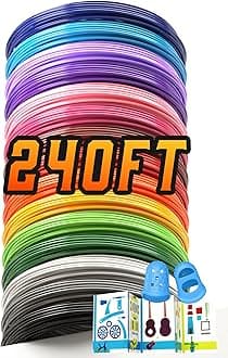 1.75mm 3D Pen Filament Refills Compatible with SCRIB3D P1/ADV MYNT3D Basic/Super/Pro, 15 Colors, 240ft, 16ft per Color, Comes with 2 Finger Caps & Stencil