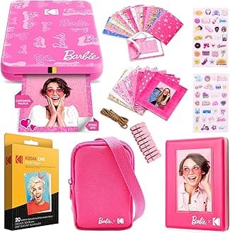 Kodak x Barbie Step Slim Wireless Instant Portable Photo Mobile Printer Gift Bundle (Signature Style)+ Barbie Camera Case, Photo Album, Sticker & Hanging Frames, 50 Stickers + Zink Paper (20 Sheets)