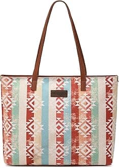 Montana West Wrangler Tote Bag for Women Canvas Shoulder Handbag Aztec Purse