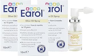 Baby Earol Olive Oil Ear Spray, for Babies and Children from 6 Months, for Excessive Ear Wax, Reduce Need for Syringing or Microsuction, 3 Pack of 10ml Metered Dose Spray