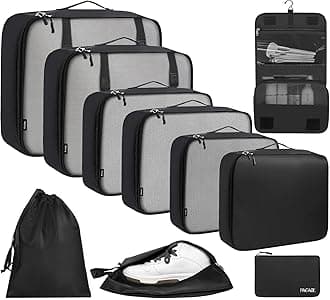 BAGAIL 10 Set Packing Cubes Various Sizes Packing Organizer for Travel Accessories Luggage Carry On Suitcase - Black