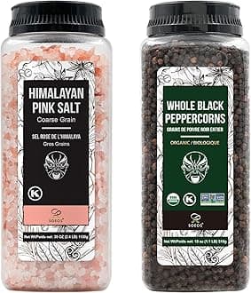 Himalayan Pink Salt Coarse 39 oz（1.1kg） & Organic Black Peppercorns 18 oz（510g）, Kosher Certification,Grinder Refill Set for Cooking, Spice Seasoning Kit with Salt and Pepper.
